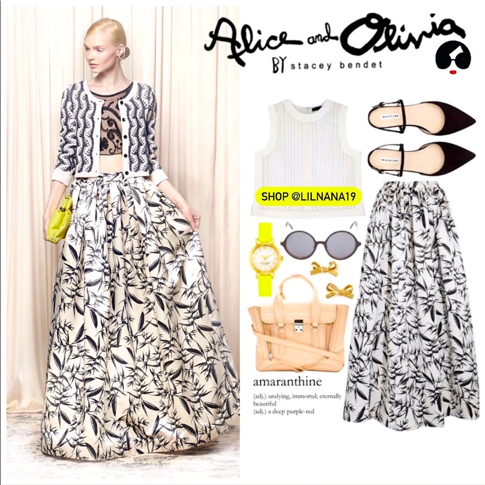 ALICE + OLIVIA Printed Long Maxi Gown Skirt Sz 6